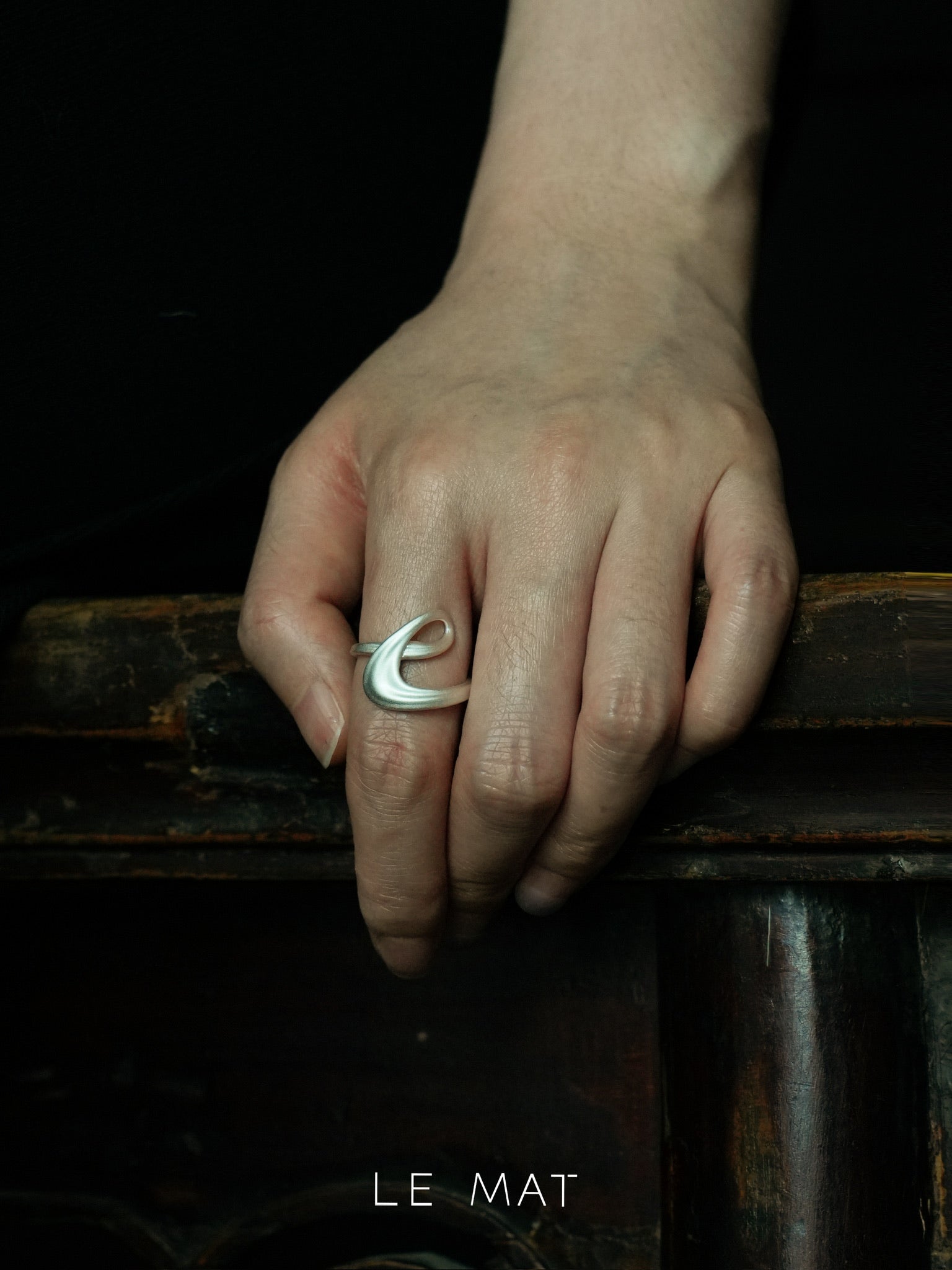 Matte Silver Sculptural Loop Ring