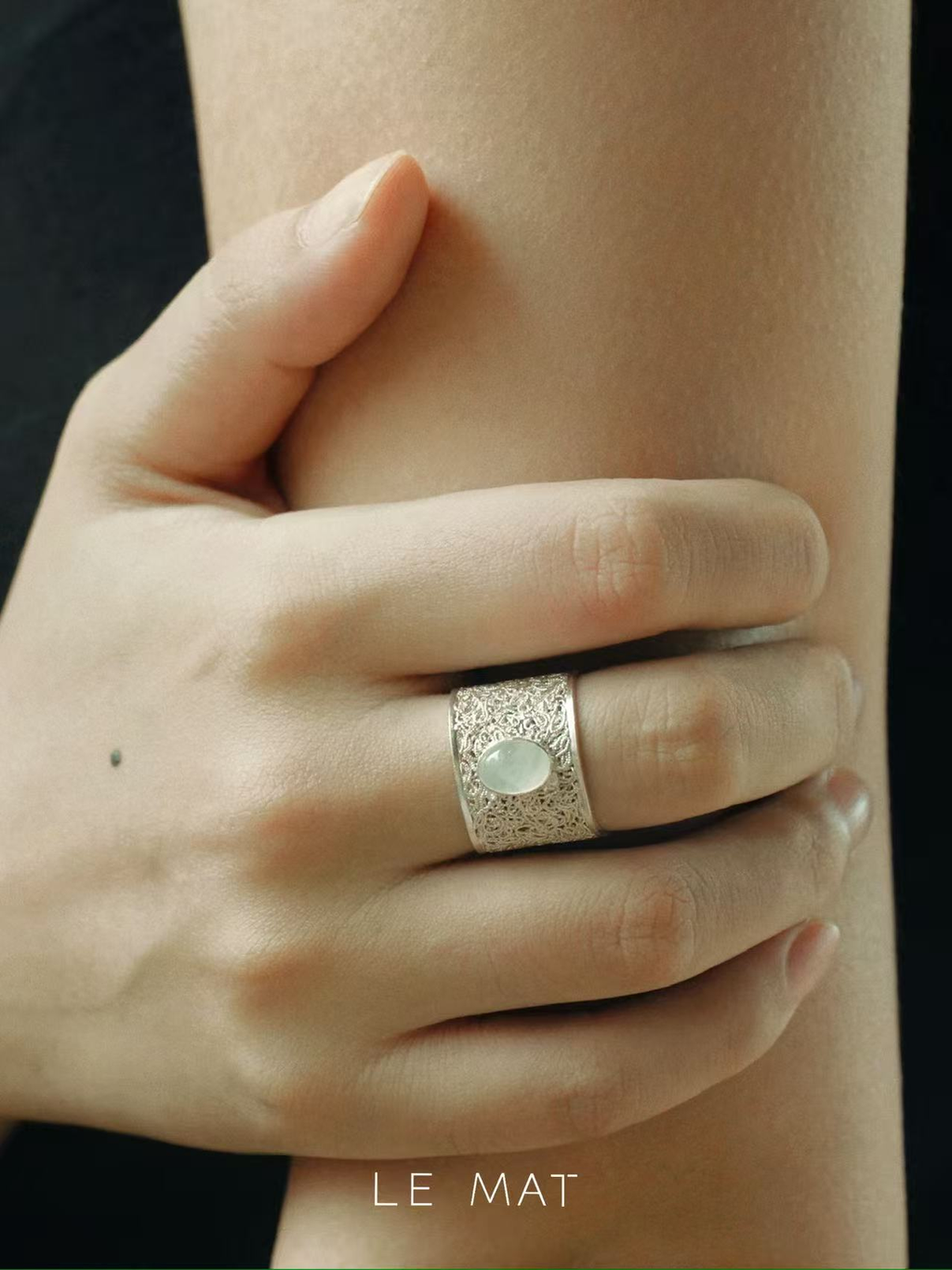 Moonstone Tangled Thread Ring