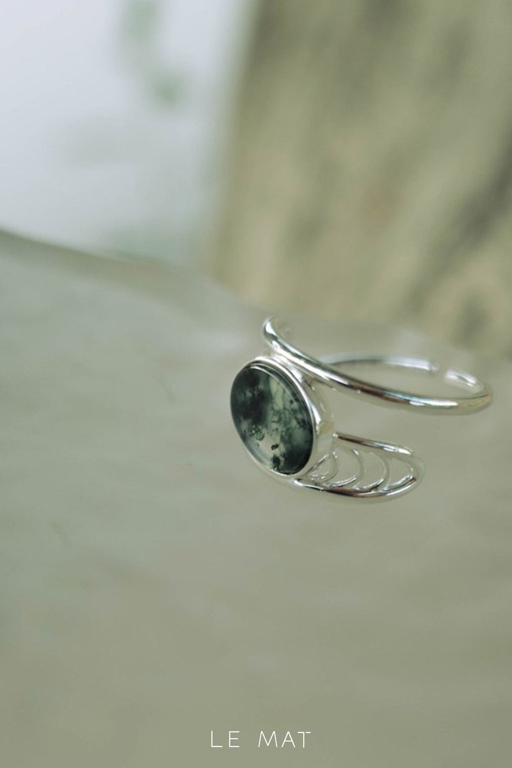 Still Water Moss Agate Ring
