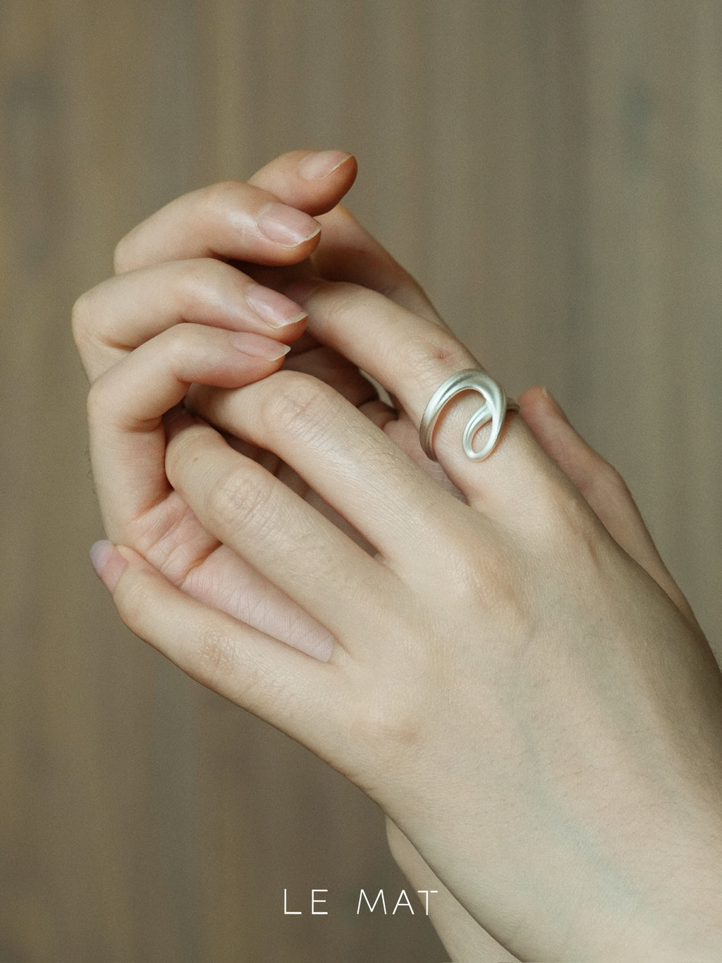 Matte Silver Sculptural Loop Ring