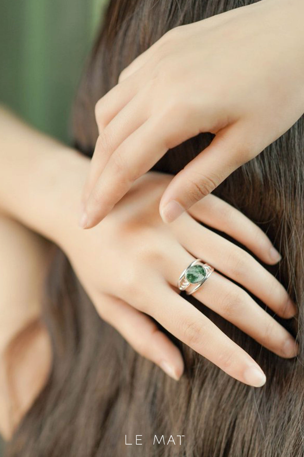Still Water Moss Agate Ring