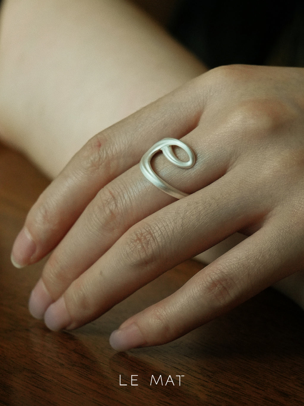 Matte Silver Sculptural Loop Ring