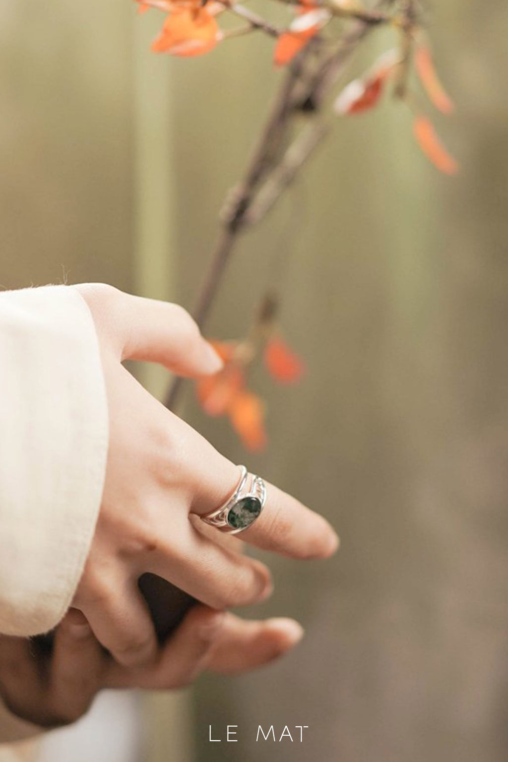 Still Water Moss Agate Ring