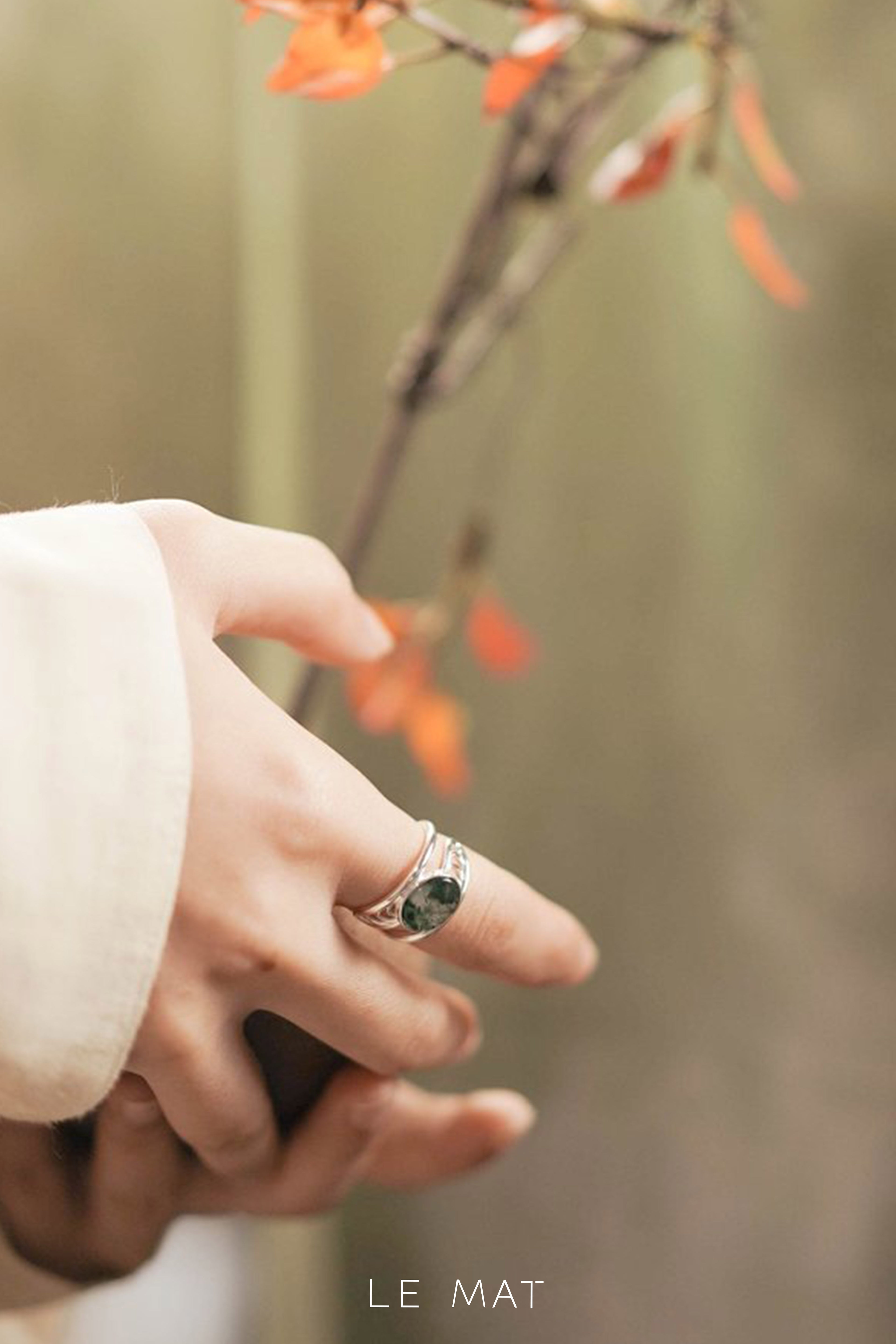 Still Water Moss Agate Ring